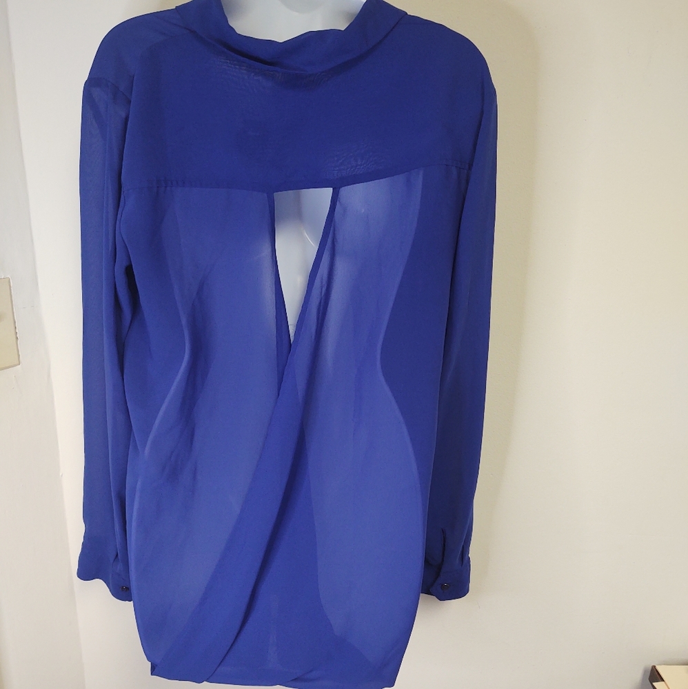 Open Criss Cross Back Button Down Blouse - image 5